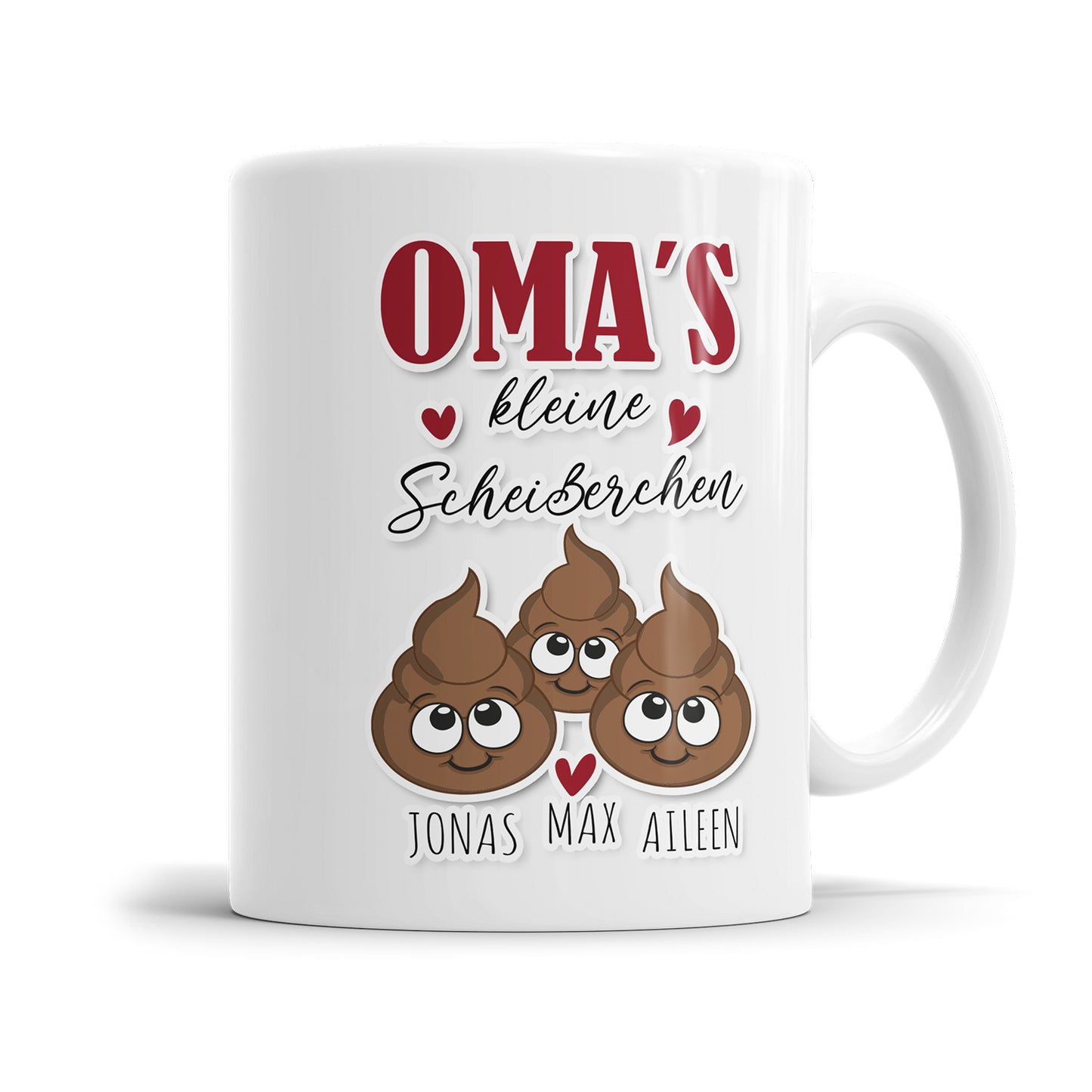 Tasse für Oma - Omas kleine Scheißerchen 1-4 Kinder Tasse personalisiert mit Namen der Enkel