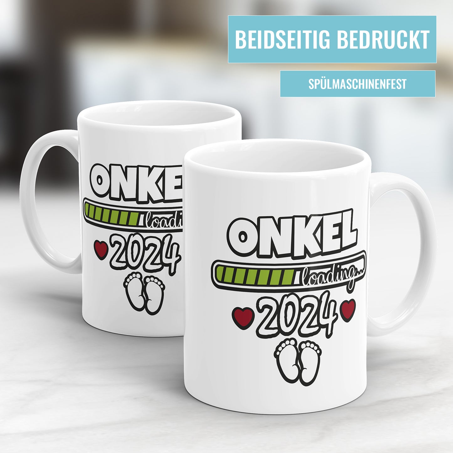 Tasse für werdenden Onkel - Onkel loading 2024 Ladebalken Babyfüsse