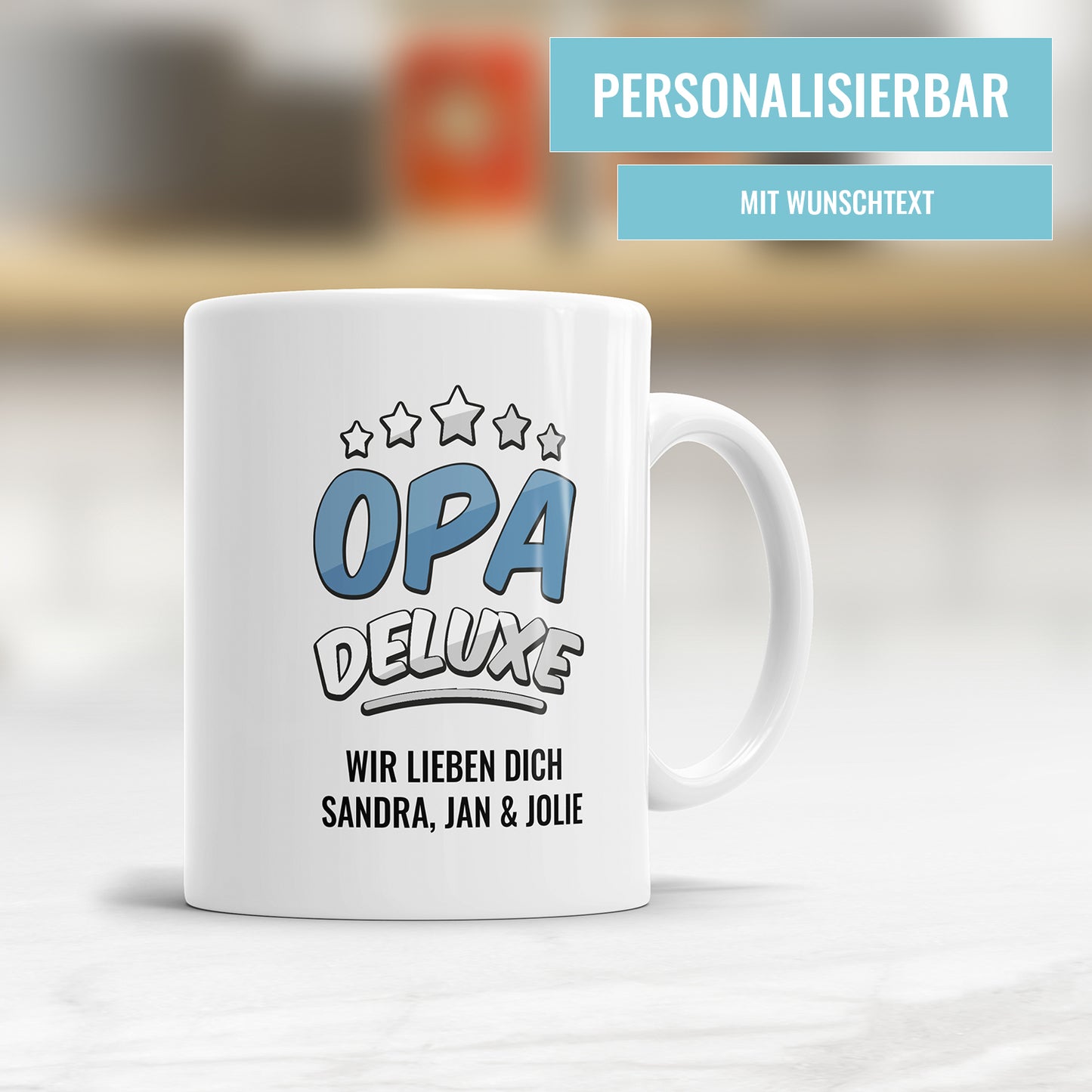 Opa Tasse 5 Sterne Opa Deluxe mit Wunschtext