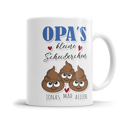 Opas kleine Scheißerchen 1-4 Kinder Tasse personalisiert mit Namen der Enkel Fulima