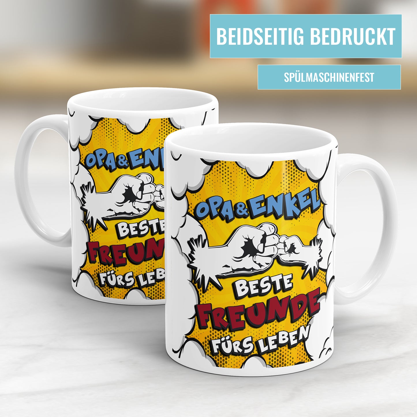 Opa und Enkel beste Freunde fürs Leben Faust an Faust Comic Opa Tasse