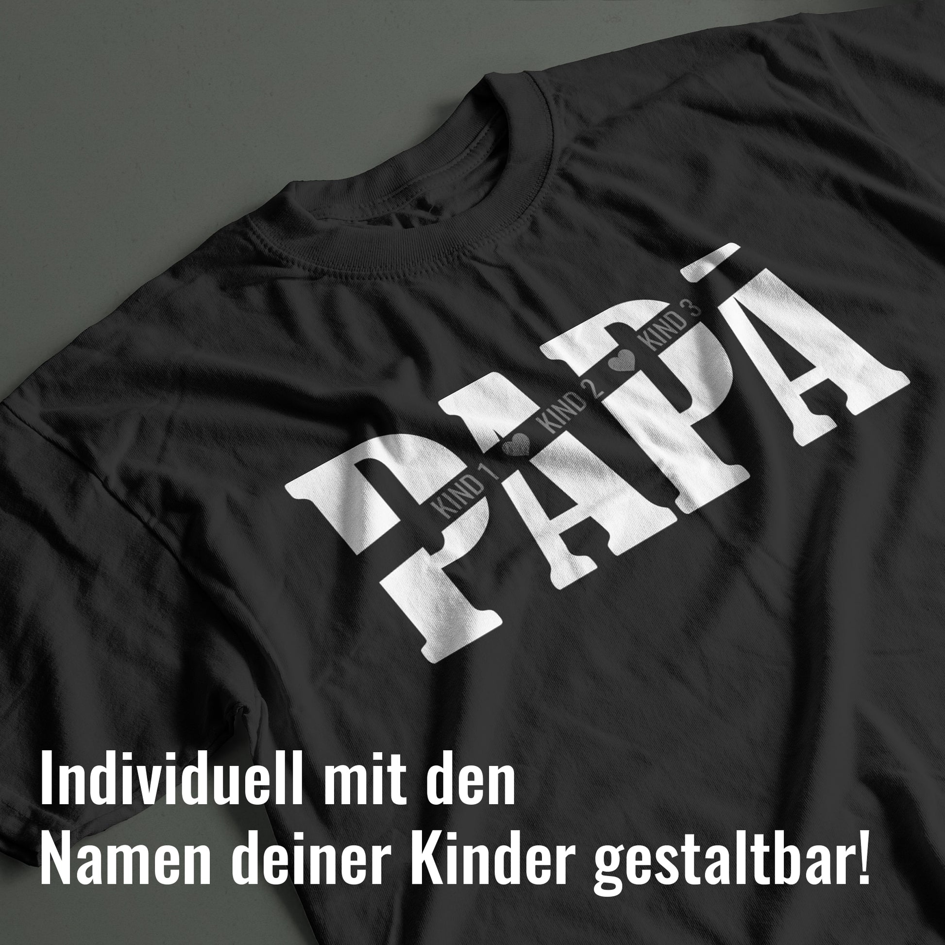 Papa T Shirt - Papa mit Namen der Kinder und Herzchen - Geschenkidee - FULiMA®