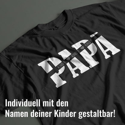 Papa T Shirt - Papa mit Namen der Kinder und Herzchen - Geschenkidee - FULiMA®