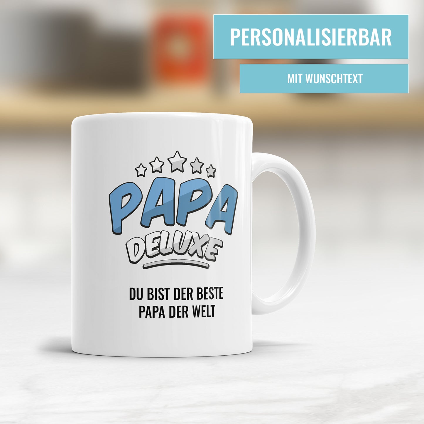 Papa Tasse 5 Sterne Papa Deluxe mit Wunschtext