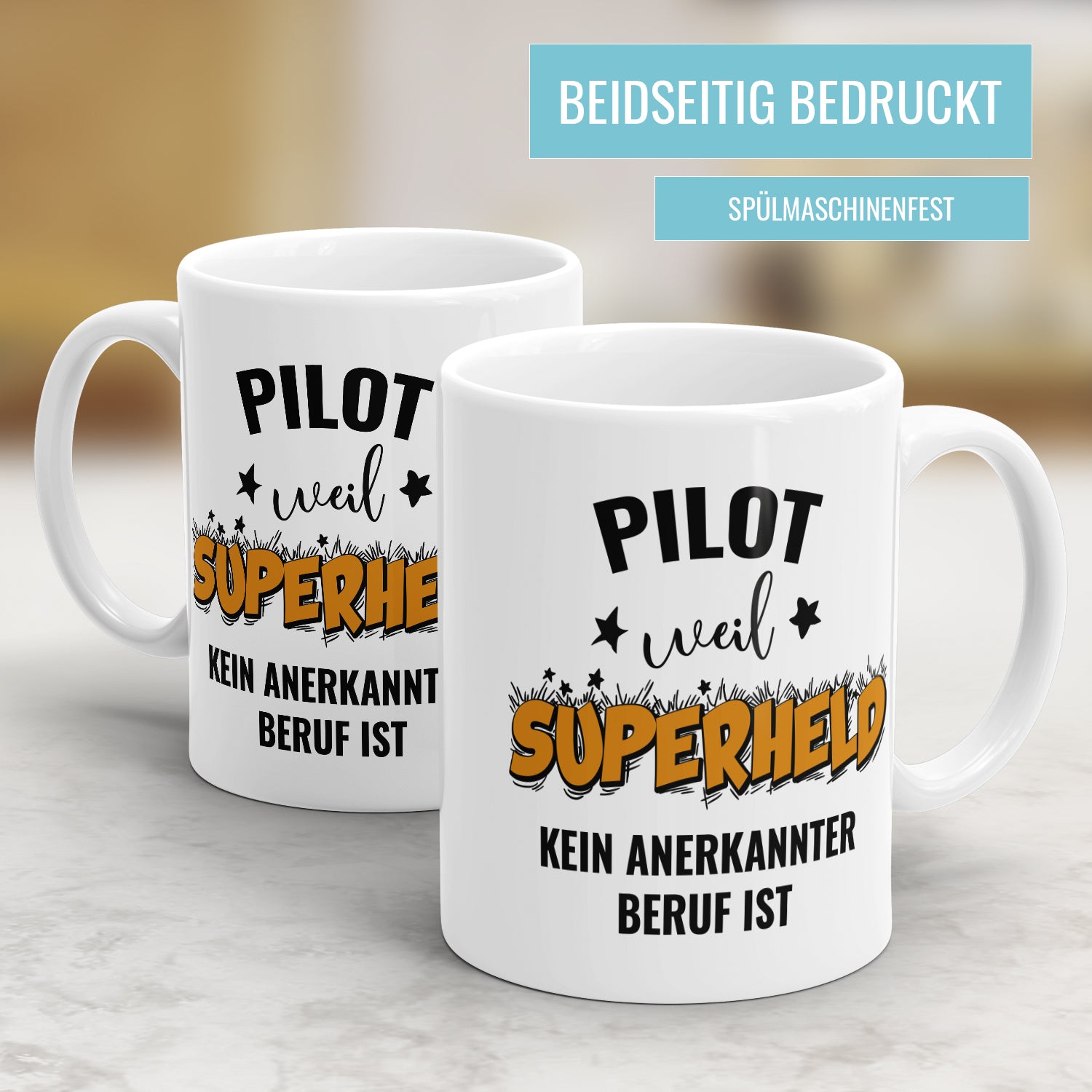 Pilot weil Superheld kein anerkannter Beruf ist Pilot Tasse - Fulima