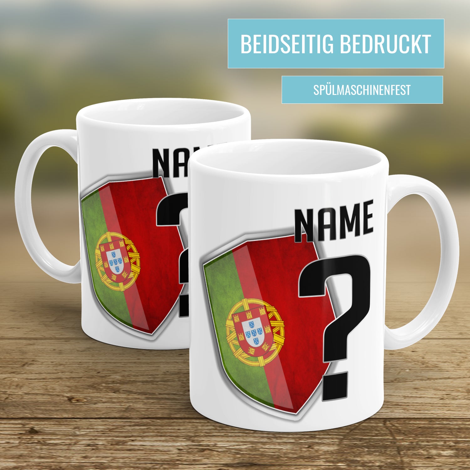 Portugal Fan Tasse - Personalisiert mit Namen und Nummer - Fulima