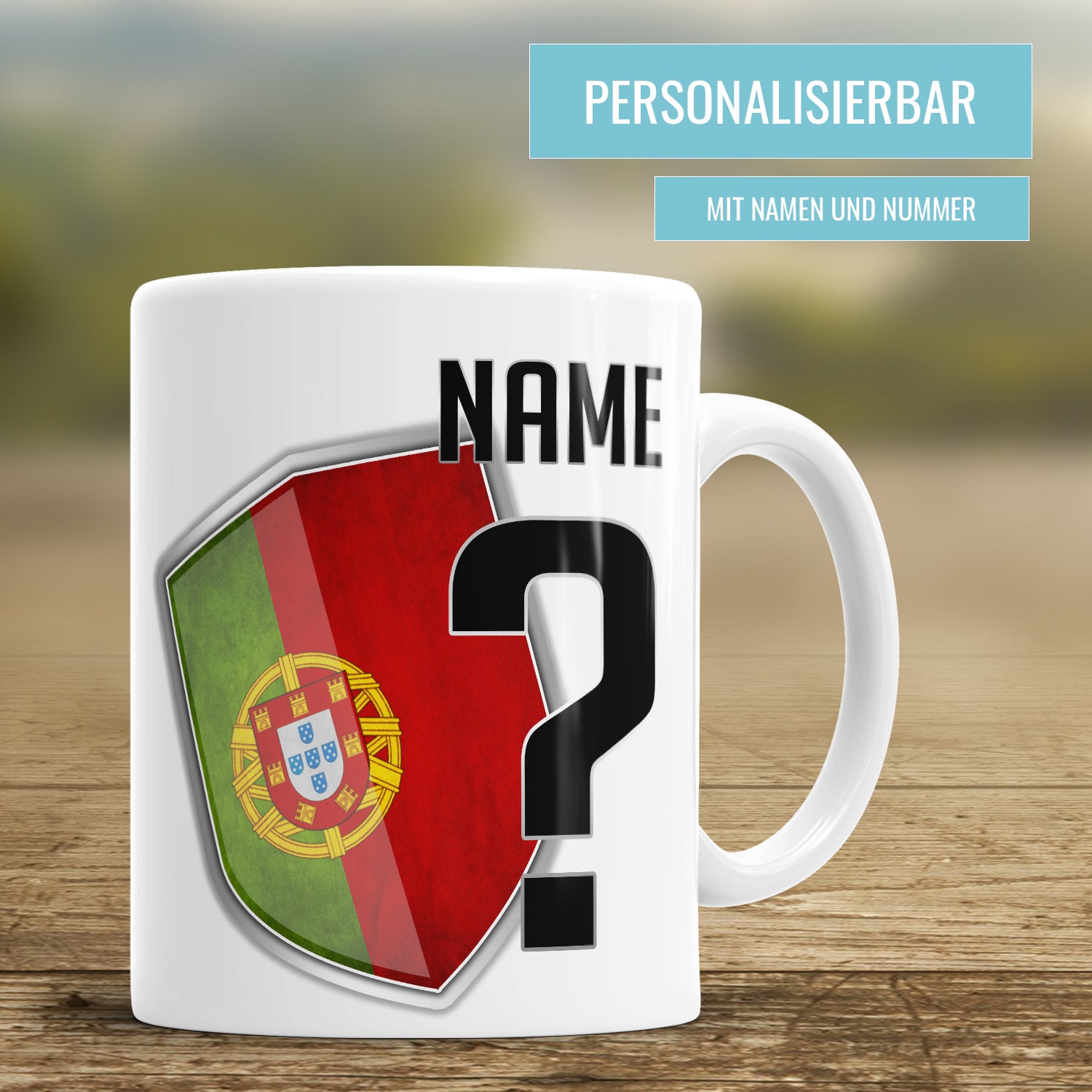 Portugal Fan Tasse - Personalisiert mit Namen und Nummer - Fulima