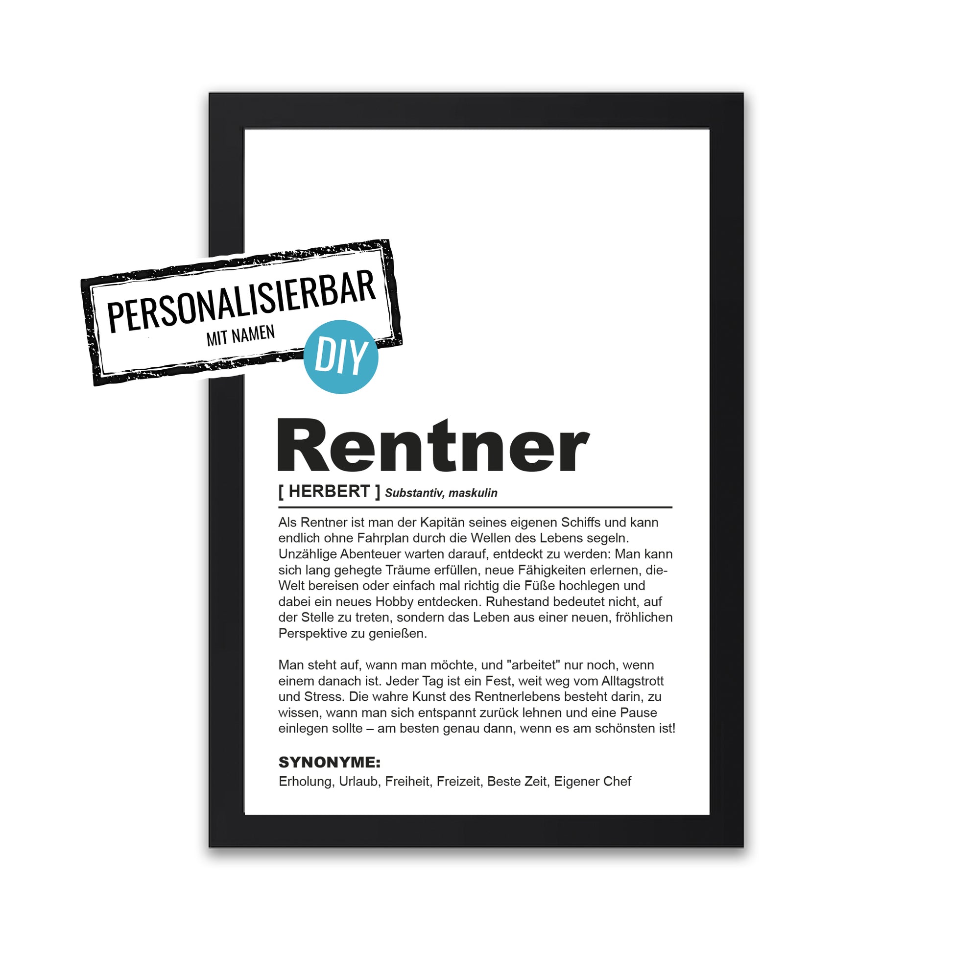 Poster "Rentner" | Definition Rente Geschenk - Fulima