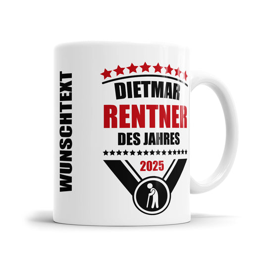 Personalisierte Rente Tasse 2025 mit Namen verschiedene Motive Rentner des Jahres 2025 - Fulima