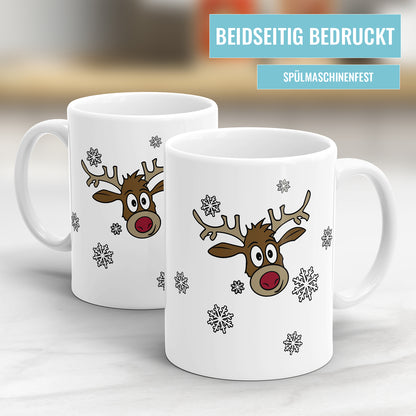 Rudolf Rentier mit Schneeflöckchen Weihnachtstasse Fulima