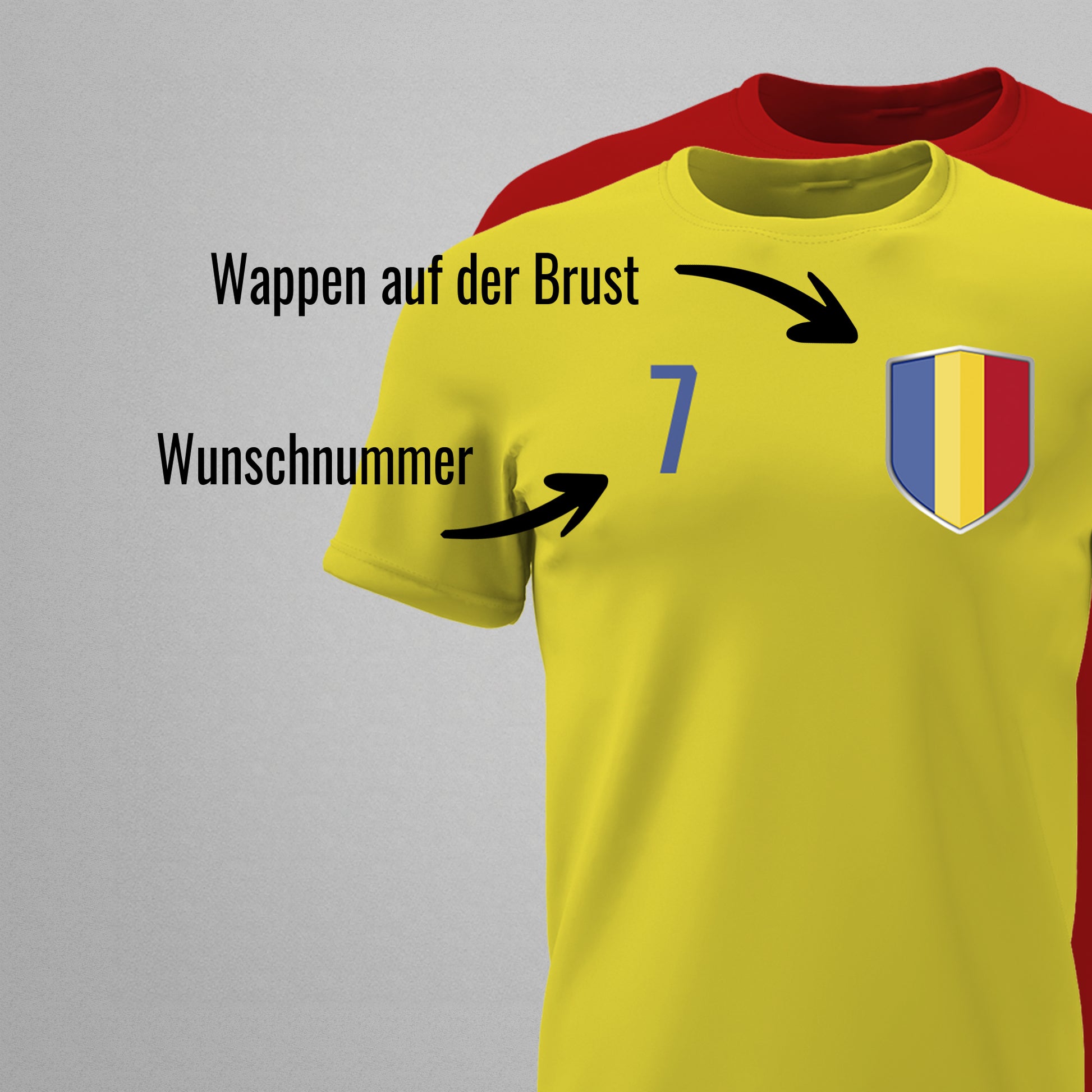 Rumänien Shirt mit Wappen und individueller Nummer & Name - FULiMA®