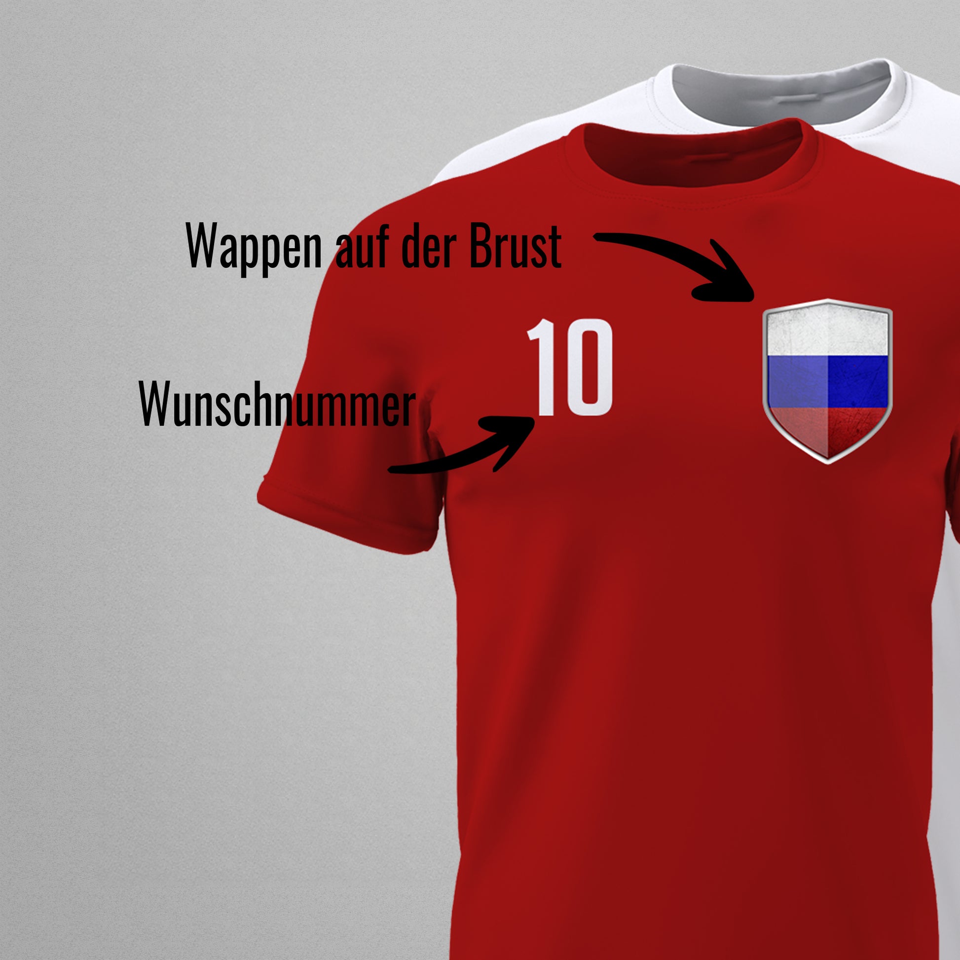 Russland Shirt mit Wappen und individueller Nummer & Name - FULiMA®