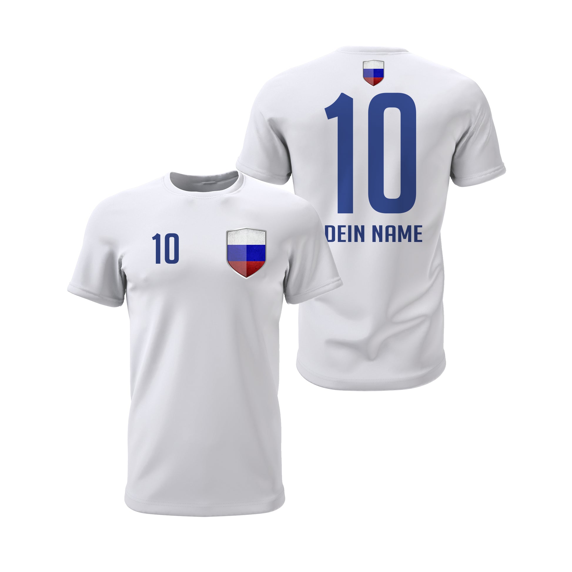 Russland Shirt mit Wappen und individueller Nummer & Name Weiß - FULiMA®