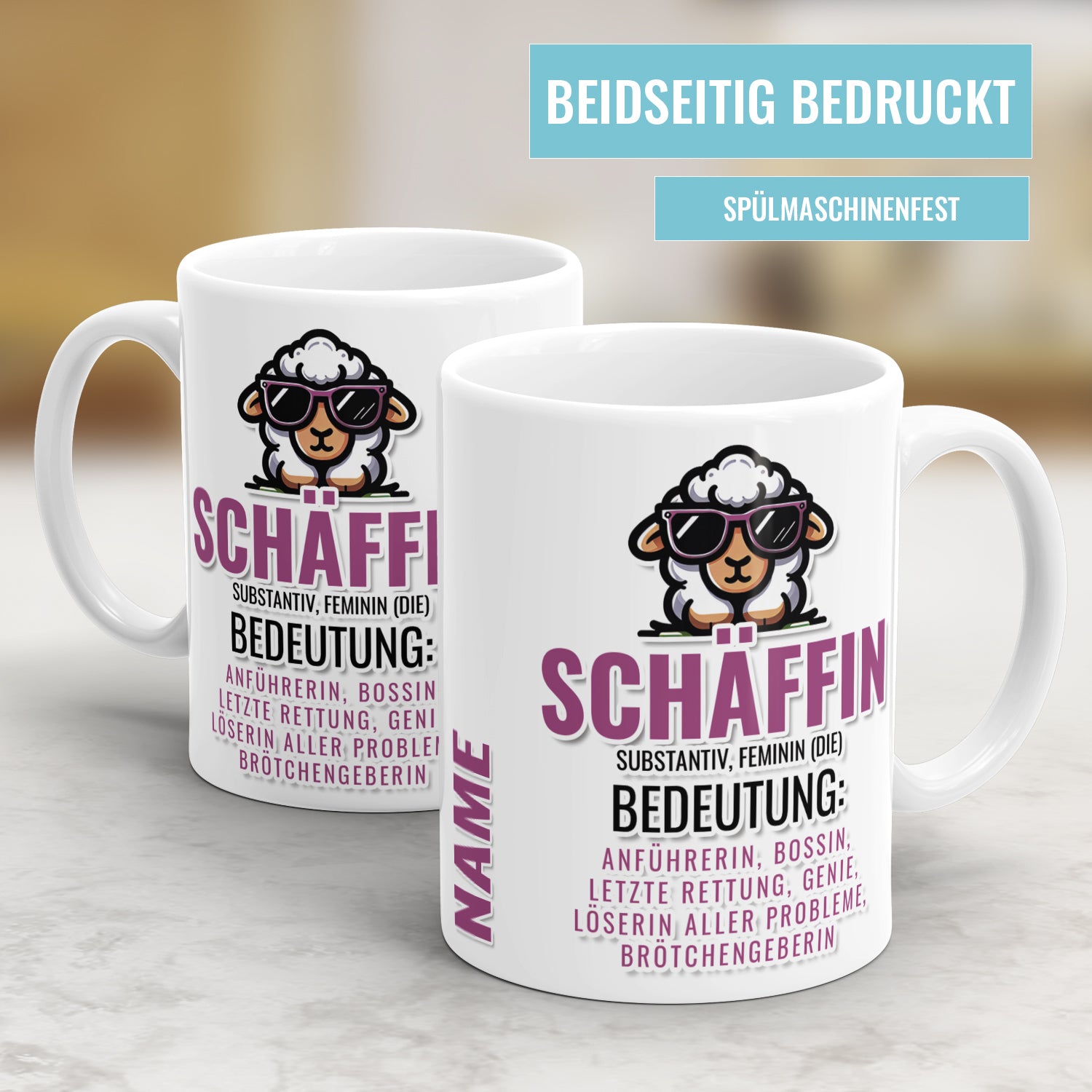 Schäffin Substantiv Feminin Bedeutung Personalisiert mit Namen - Chefin Tasse - Fulima