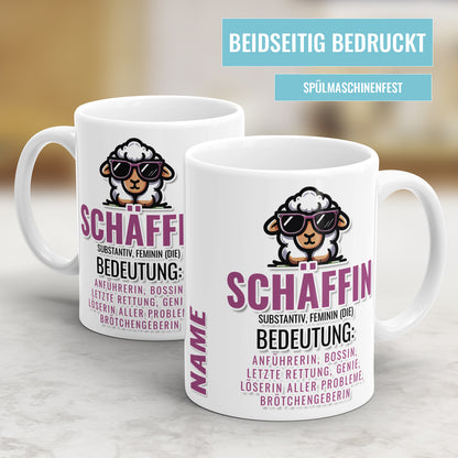 Schäffin Substantiv Feminin Bedeutung Personalisiert mit Namen - Chefin Tasse - Fulima