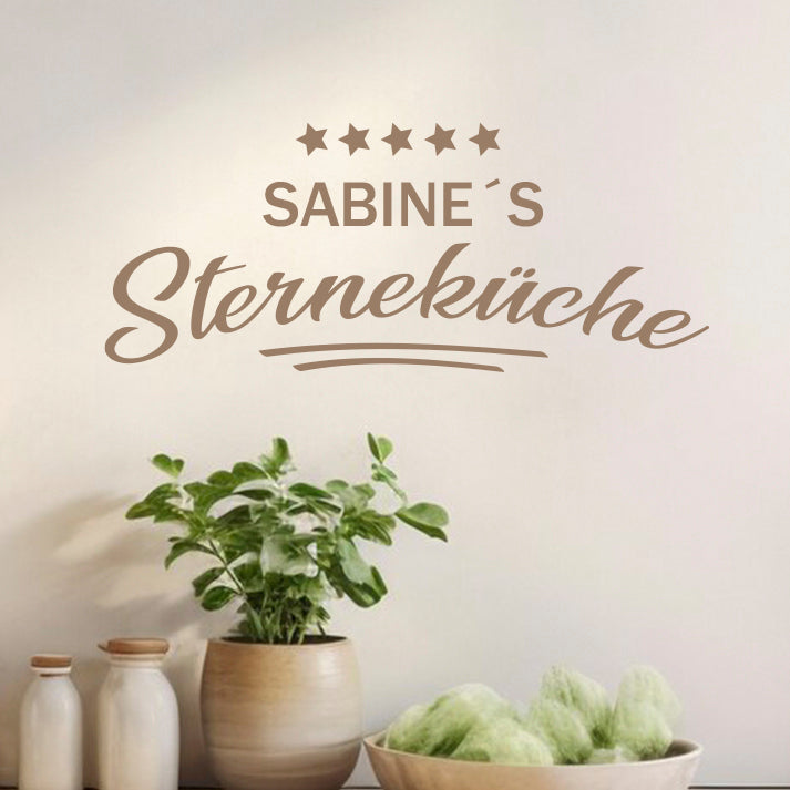 Personalisiertes Wandtattoo "Sterneküche" mit 5 Sternen - Fulima