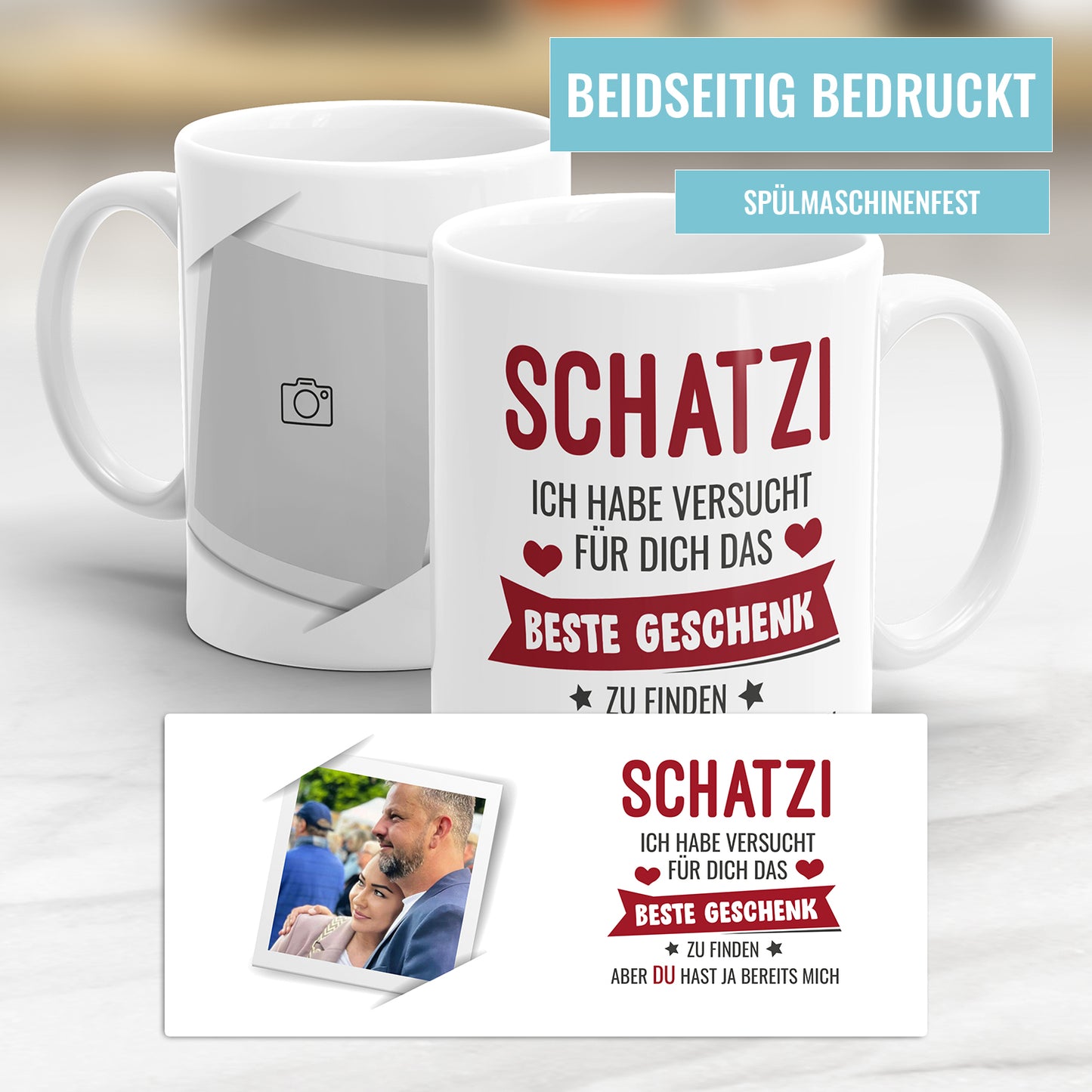 Schatzi ich habe versucht das beste Geschenk für dich zu finden. Aber du hast ja bereits mich! Personalisiert mit Foto.