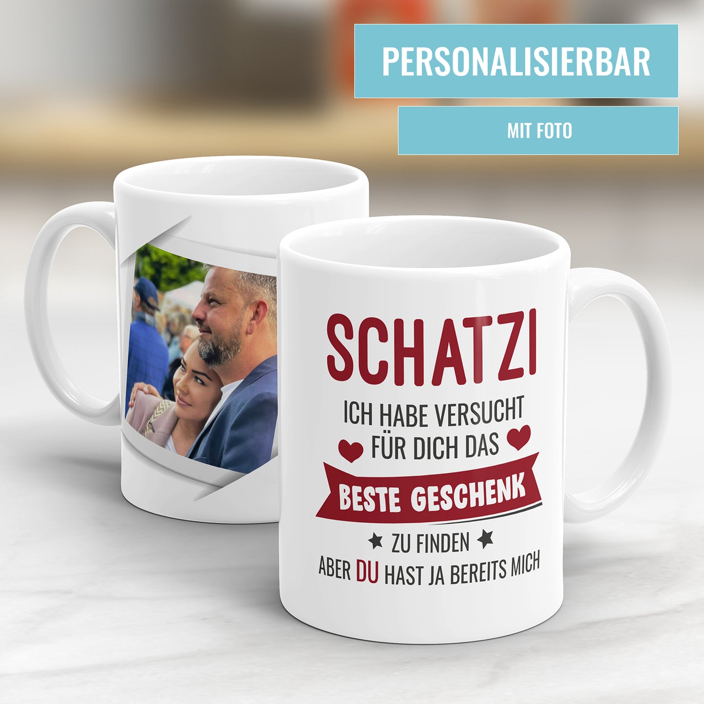 Schatzi ich habe versucht das beste Geschenk für dich zu finden. Aber du hast ja bereits mich! Personalisiert mit Foto.