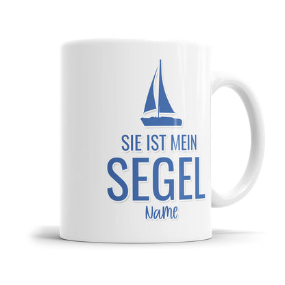 Sie ist mein Segel oder Er ist mein Anker personalisiert mit Namen Tasse