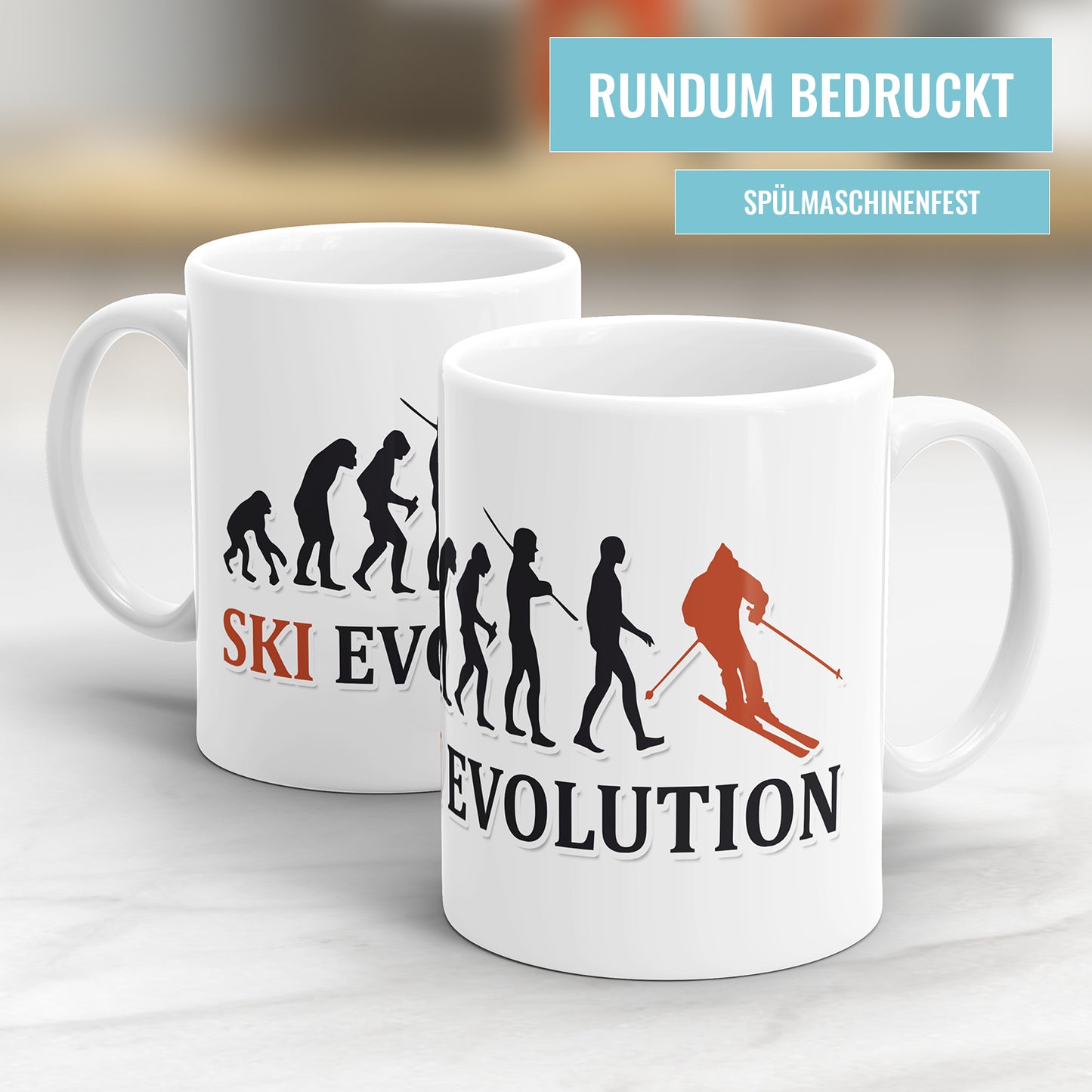 Ski Evolution Tasse - Geschenkidee für Skifahrer