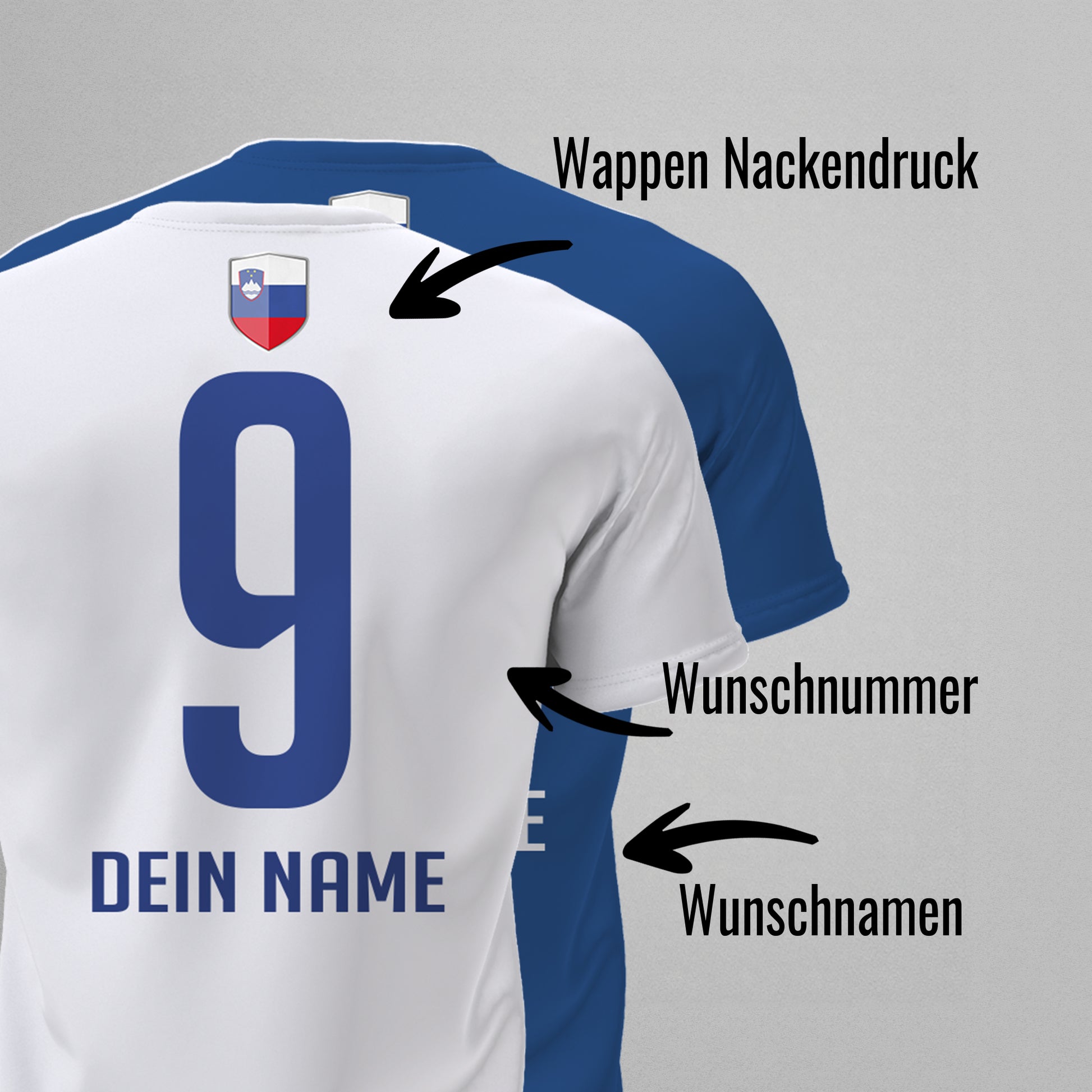 Slowenien Shirt mit Wappen und individueller Nummer & Name - FULiMA®