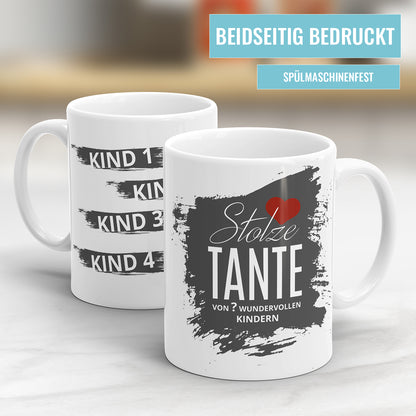 Stolze Tante von Kindern Herz mit bis zu 10 Namen Tante Tasse