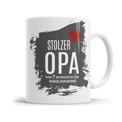Stolzer Opa von Kindern Herz mit bis zu 10 Namen Opa Tasse