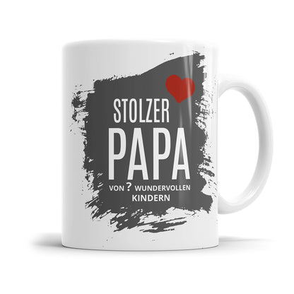 Stolzer Papa von Kindern Herz mit bis zu 10 Namen Papa Tasse Fulima