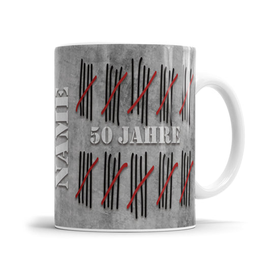 50 Jahre Strichliste personalisiert mit Namen - Geburtstag Tasse - Fulima