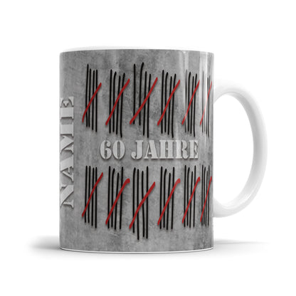 60 Jahre Strichliste personalisiert mit Namen - Geburtstag Tasse - Fulima