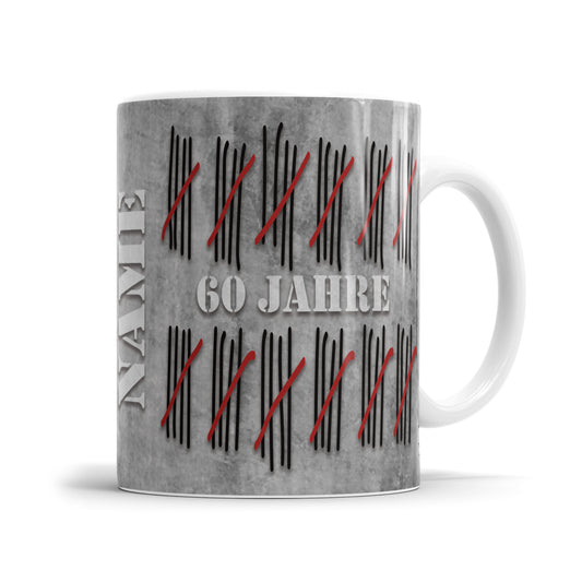 60 Jahre Strichliste personalisiert mit Namen - Geburtstag Tasse - Fulima