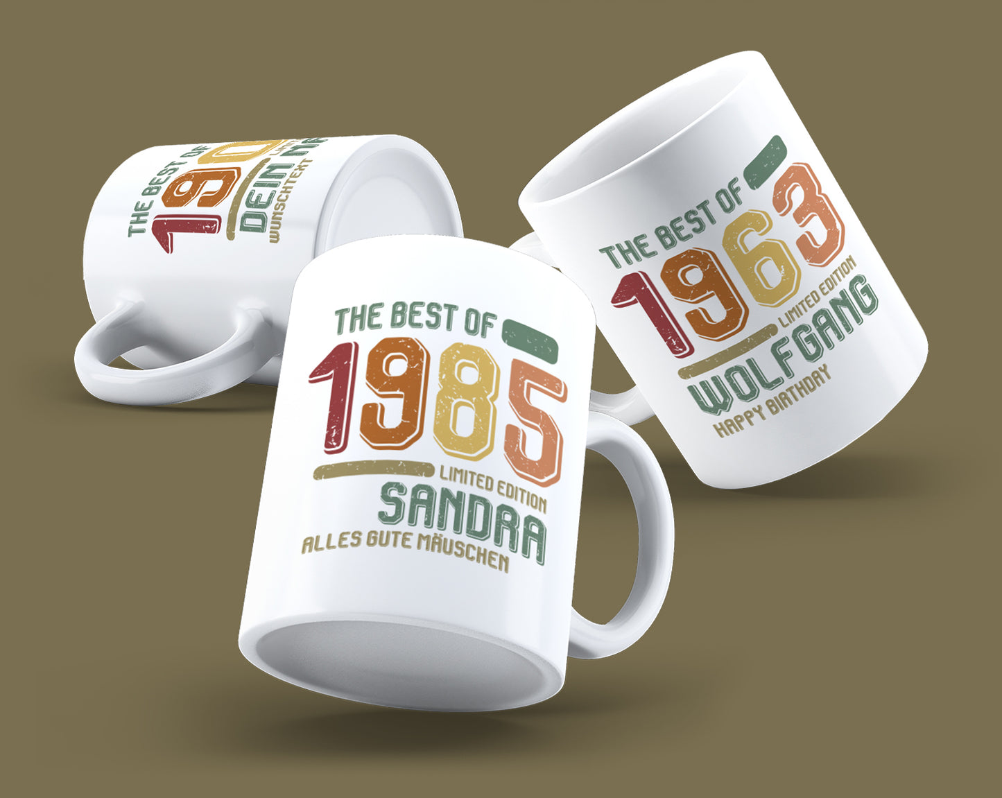 Geburtstag Tasse The Best of Dein Jahr - mit Name und Text Vintage - Fulima