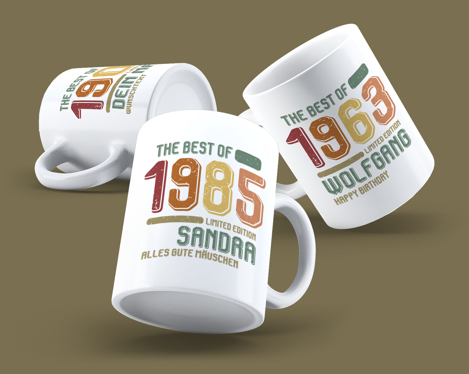 Geburtstag Tasse The Best of Dein Jahr - mit Name und Text Vintage - Fulima