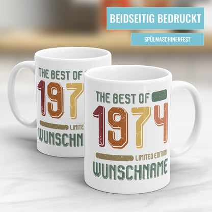 Geburtstag Tasse The best of 1974 personalisiert mit Name Vintage Tasse Fulima