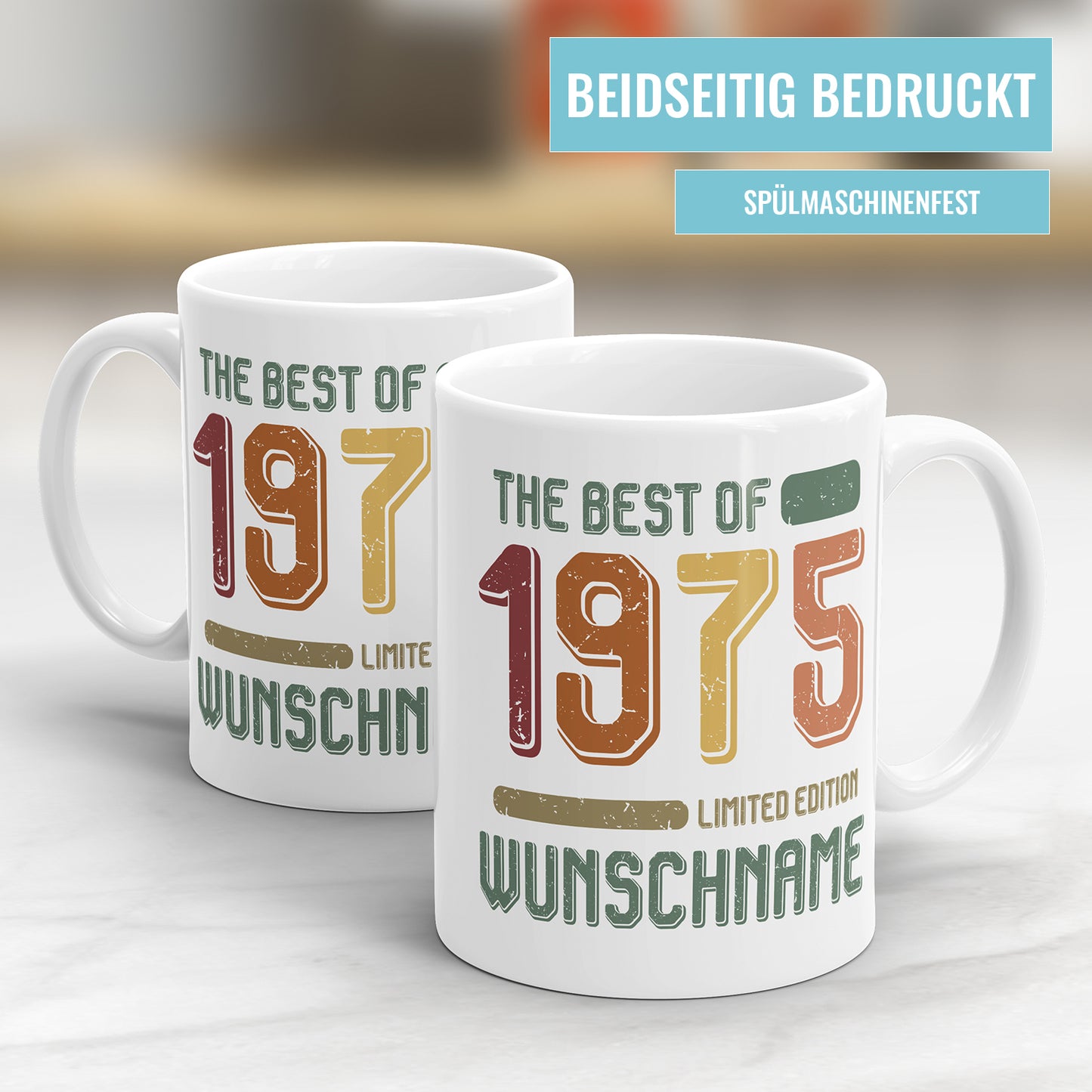 Geburtstag Tasse The best of 1975 personalisiert mit Name Vintage Tasse - Fulima
