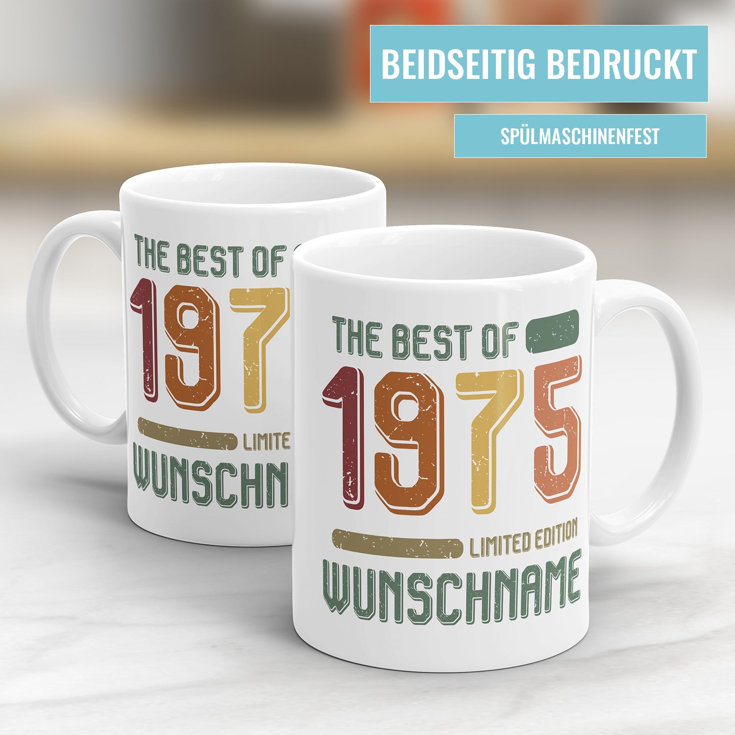 Geburtstag Tasse The best of 1975 personalisiert mit Name Vintage Tasse - Fulima