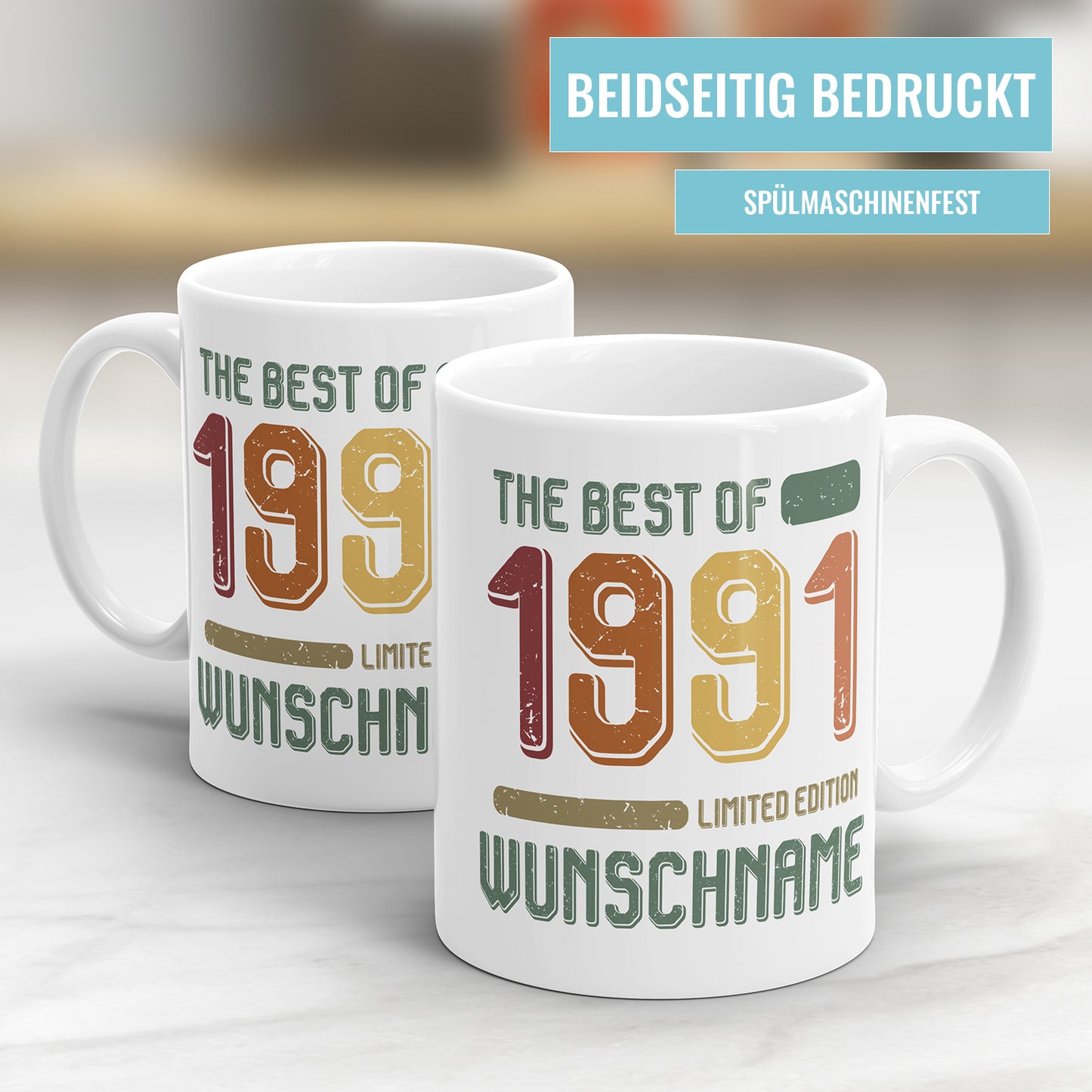 Geburtstag Tasse The best of 1991 personalisiert mit Name Vintage Tasse Fulima