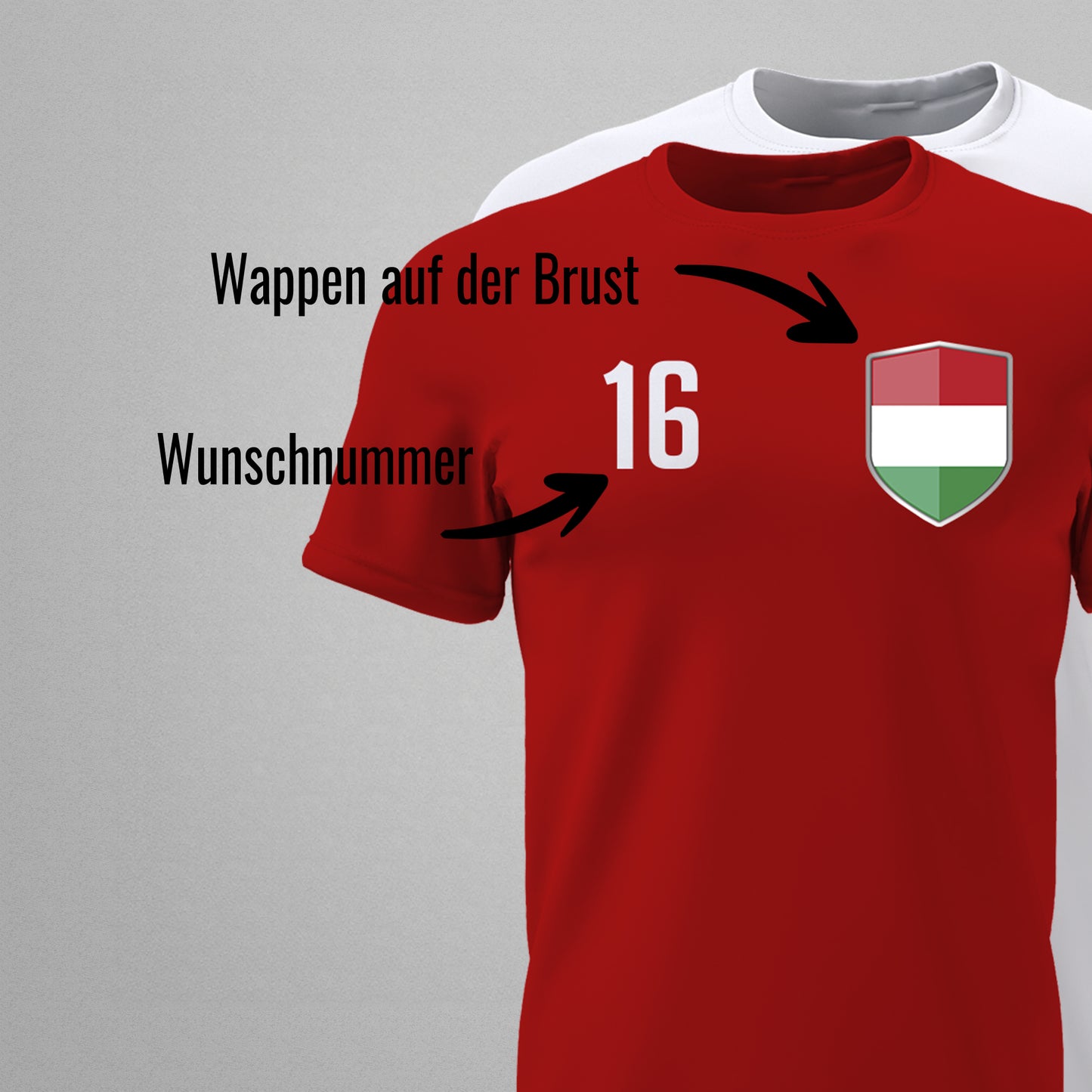 Ungarn Shirt mit Wappen und individueller Nummer & Name - FULiMA®