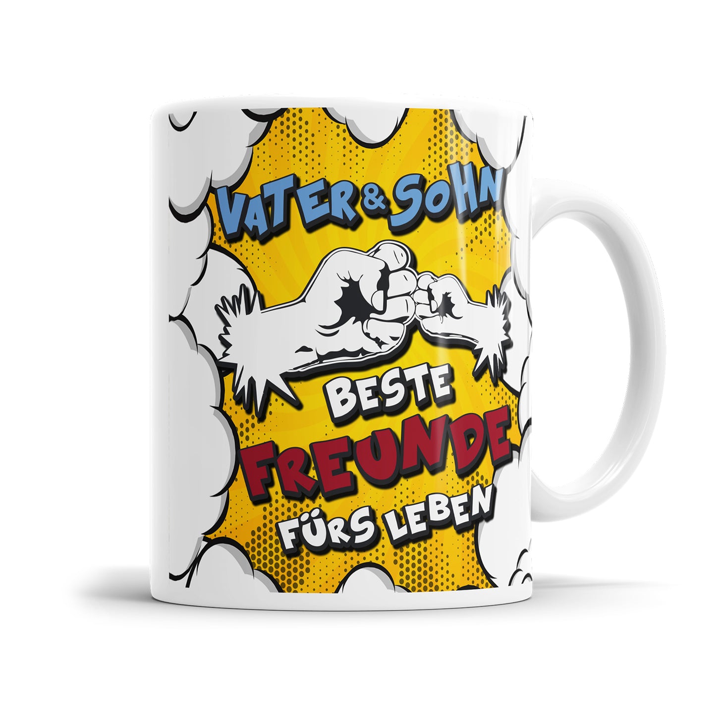 Vater und Sohn beste Freunde fürs Leben Faust an Faust Comic Papa Tasse
