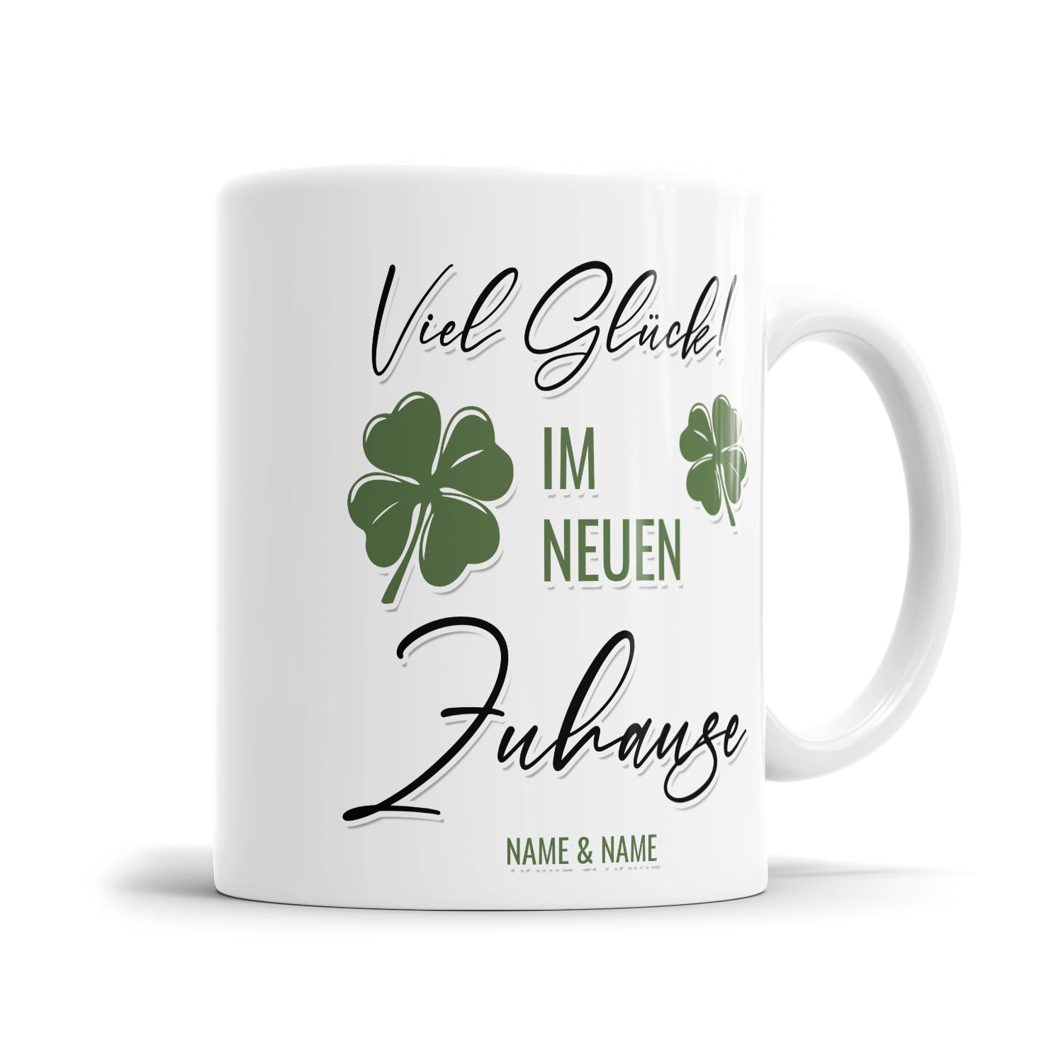 Viel Glück im neuen Zuhause personalisiert mit Namen - Einzug Geschenk Tasse - Fulima