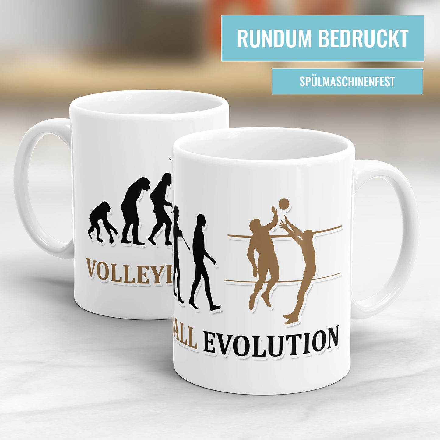 Volleyball Evolution Tasse - Geschenkidee für Volleyballspieler