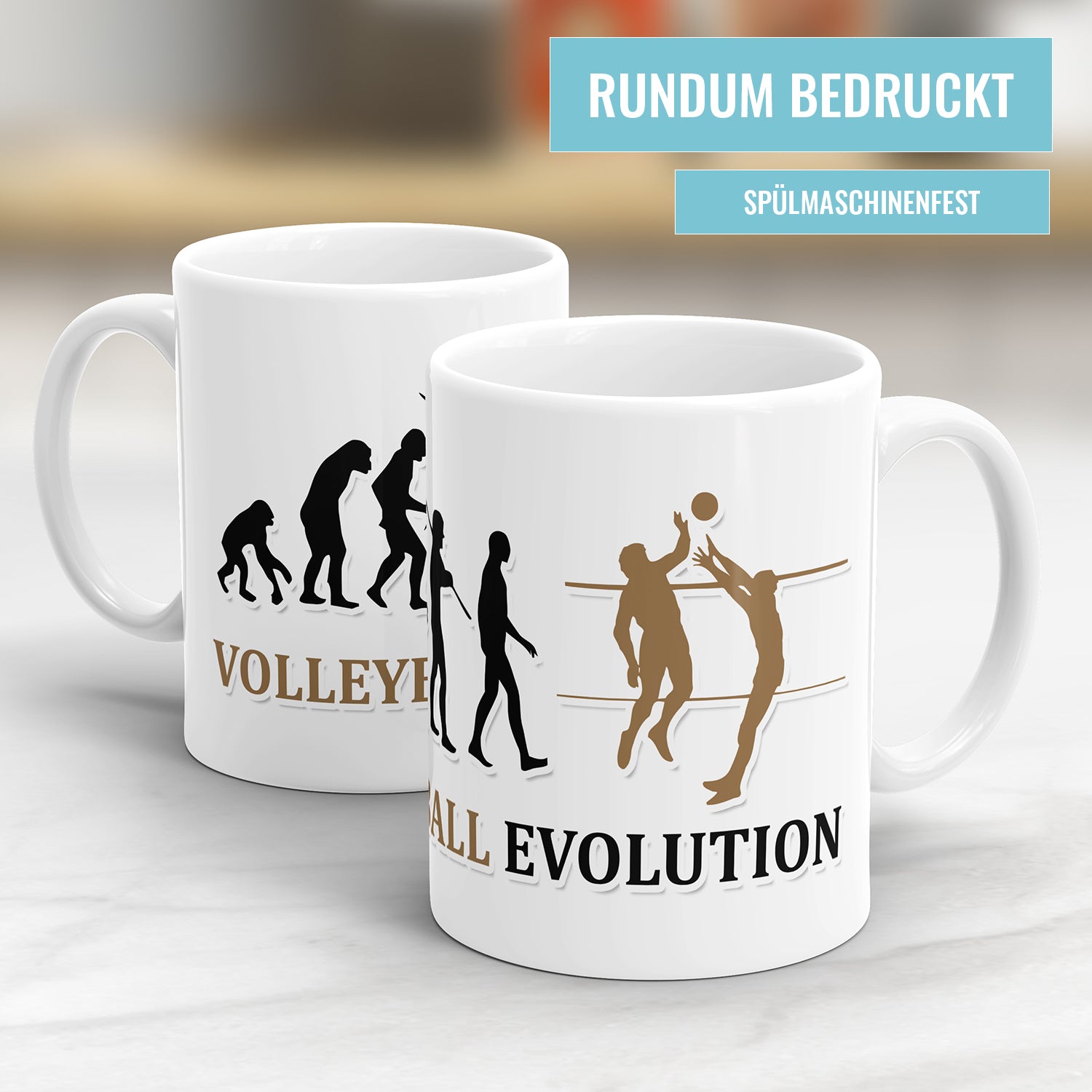Volleyball Evolution Tasse - Geschenkidee für Volleyballspieler Fulima