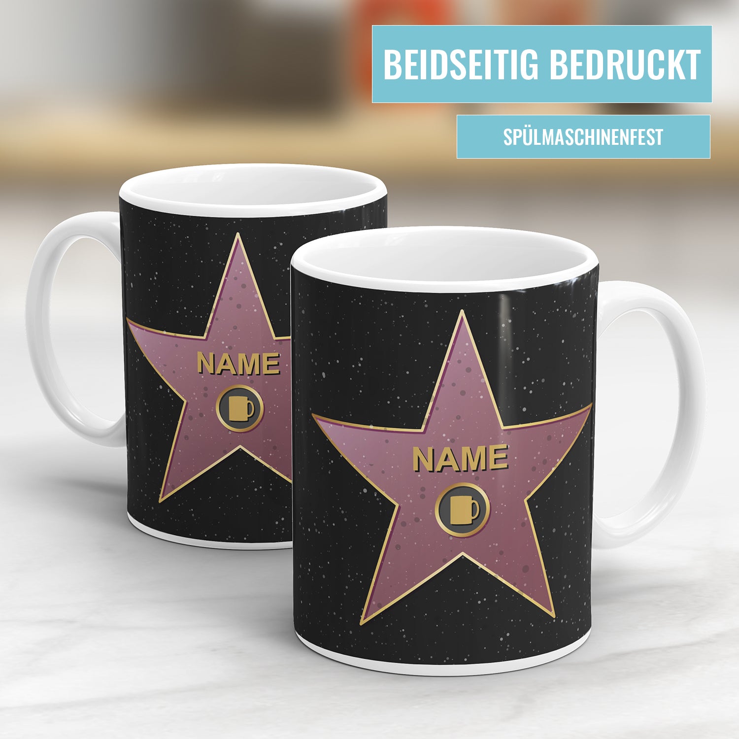 Walk of Fame Stern personalisierbar mit Namen Tasse - Fulima