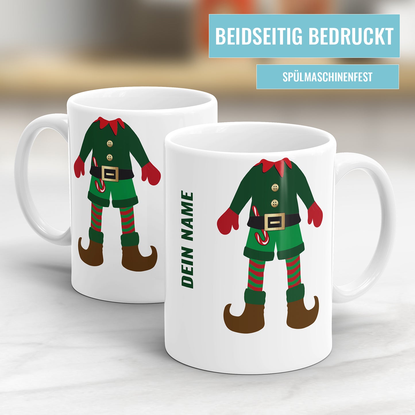 Mini Weihnachtself personalisiert mit Namen Tasse Weihnachten
