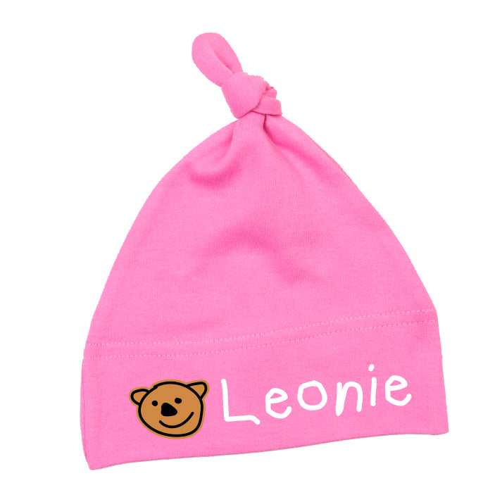 Babymütze - Handgeschrieben - Personalisierbar mit Namen - Geschenk zur Geburt Pink - Fulima