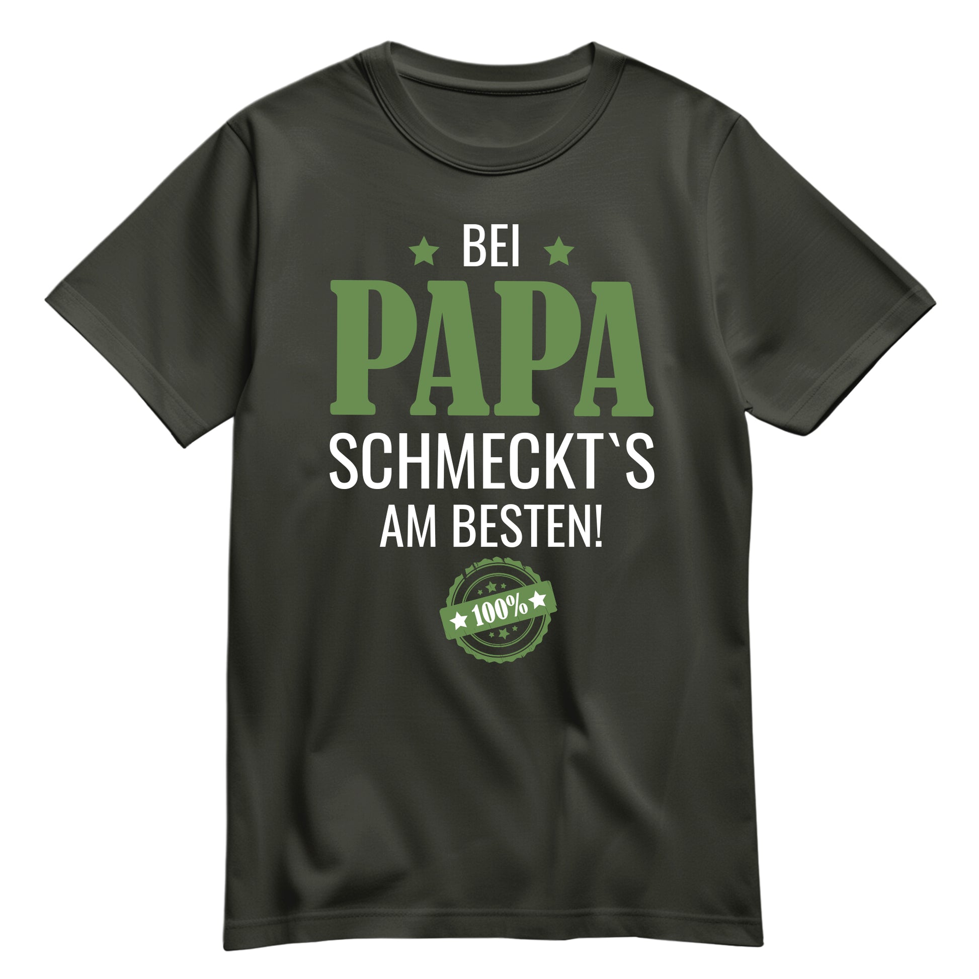 Papa Shirt - Bei Papa schmeckts am besten - Papa Geschenk Khaki - FULiMA®