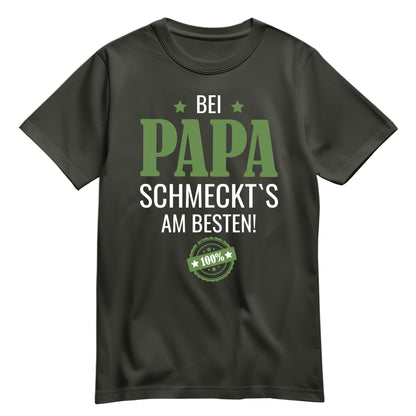 Papa Shirt - Bei Papa schmeckts am besten - Papa Geschenk Khaki - FULiMA®