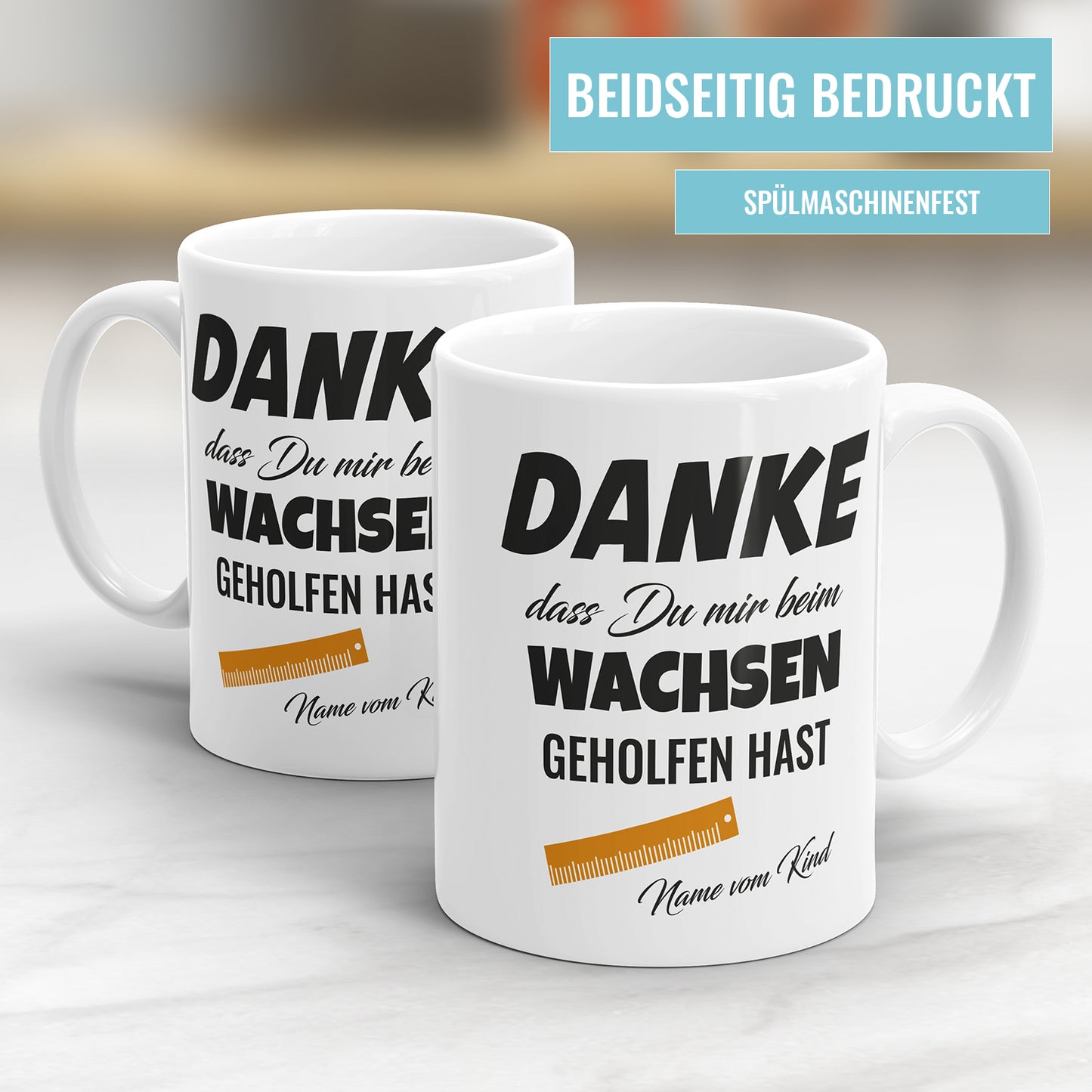 Erzieher Tasse mit Spruch - Danke das du mir beim wachsen geholfen hast Lineal mit Namen Fulima