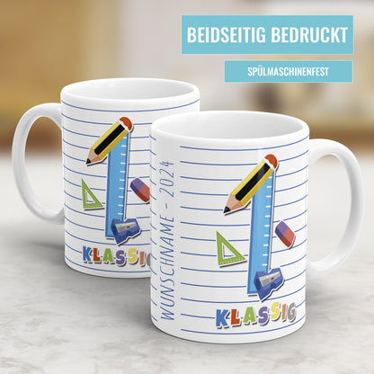 Schulkind Erstklassig Bleistift personalisiert mit Namen - Kindertasse - Fulima