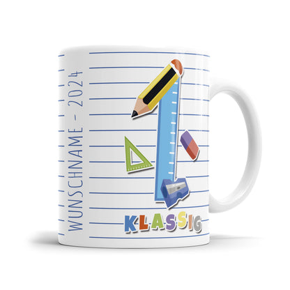 Schulkind Erstklassig Bleistift personalisiert mit Namen - Kindertasse - Fulima